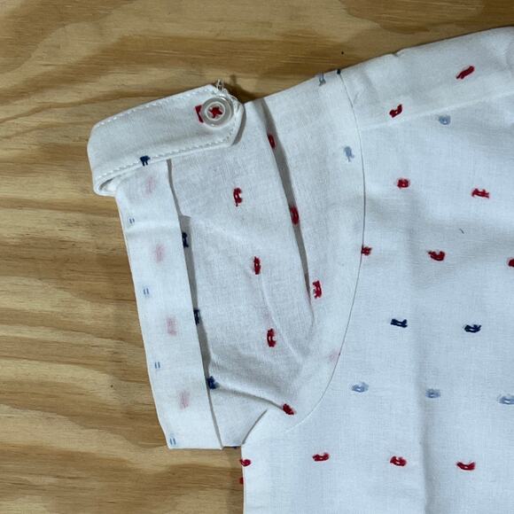 Goodlad Boys White Short Sleeve Button Shirt Red Blue Mini Print Size 4T Summer - Picture 4 of 9